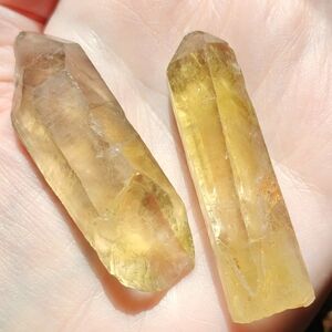 Natural Citrine Crystal 2 Pc Raw Points Rough Golden Lucky Gold